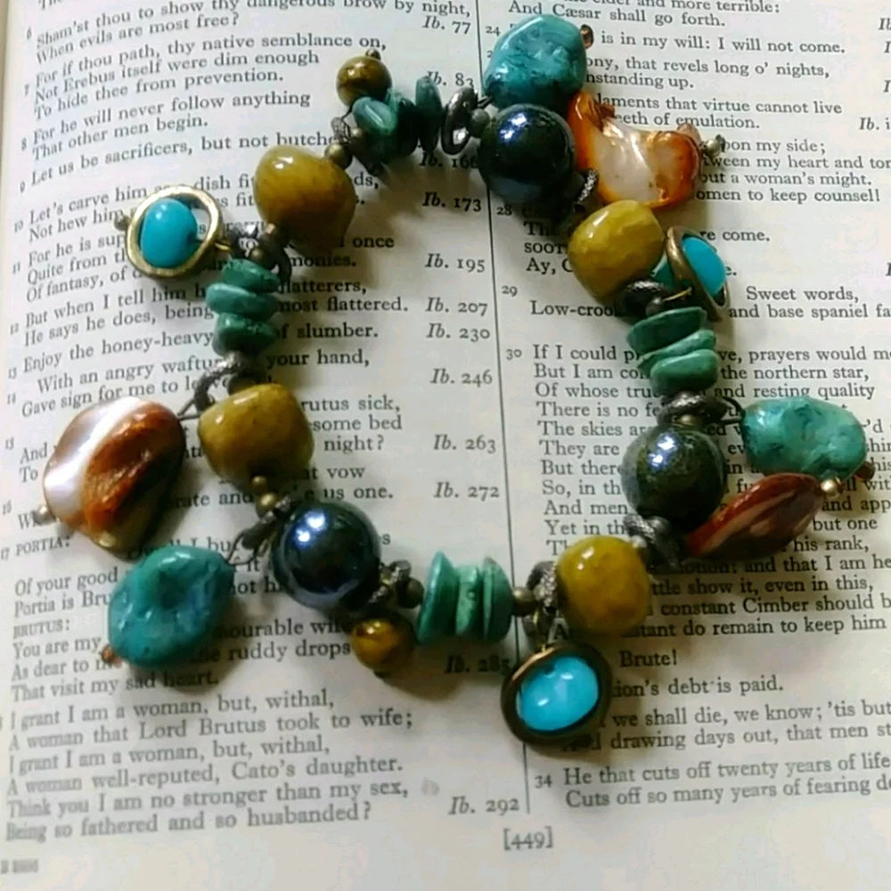Baubles and Beads Stretch Bracelet Turquoise Color And Shells